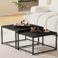 2 Pack Nesting Coffee Table Large 60cm 70cm Marble Top Living Room Display Table