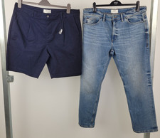 M&S Men's Blue Straight Jean/Navy Pleat Front Shorts 2xBundle Size W 38" NWOT F2