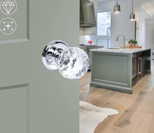 Crystal Door Handle (1 Pair), Solid Crystal Door Knob 60mm Court Style