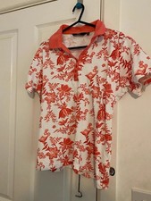 M 14-16 Flower coral polo top