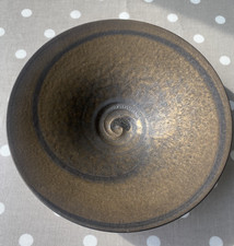 Huw Powell Roberts Ammonite Spiral Pottery Bowl Bronze Gold Metallic 23.5 x 6cm
