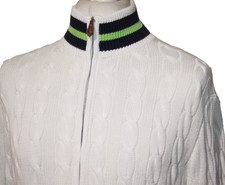 Polo by Ralph Lauren Full Zip Cricket Jumper - M - White - Cable Knit