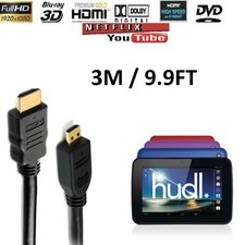 Premium 3m Long Micro HDMI to HDMI Cable Lead for Tesco Hudl & Hudl 2 HDTV 