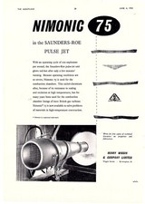(AAB2) ADVERT 11X8" NIMONIC 75 IN THE SAUNDERS-ROE PULSE JET - HENRY WIGGIN