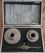 Powerfix Core Drill Set 80mm & 60mm Boring Bits Includes Pilot Drill Steel Arbor