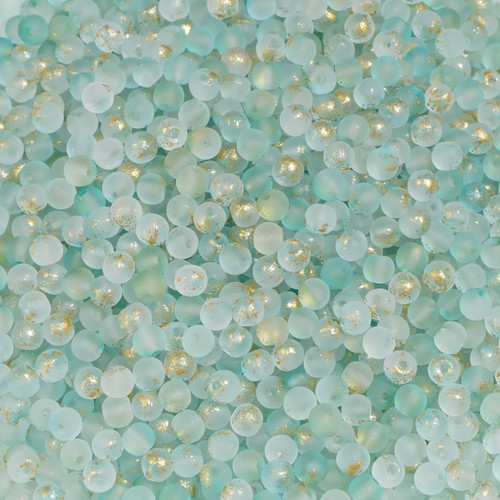 4mm 100pcs frosted gold - gold, glass