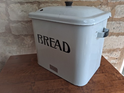 Vintage white enamel bread bin - vintage,