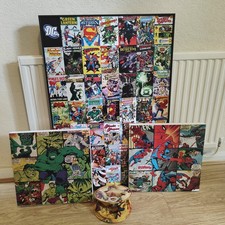 Marvel Canvas x3, Curtains 6ft drop, & Lightshade