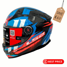 LS2 FF811 VECTOR 2 C Motorcycle Helmet TANTIC RED BLUE FREE Dark Visor & Bag