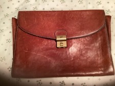 TEXIER FRANCE A4 FOLIO-RARE COGNAC GRAIN PEBBLED LEATHER-GREAT POCKET CONFIG