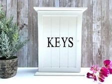 White Wooden Key Box Holder