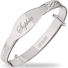 Dolce Valentina Children's Personalised Any Name .925 Silver Christening Bangle