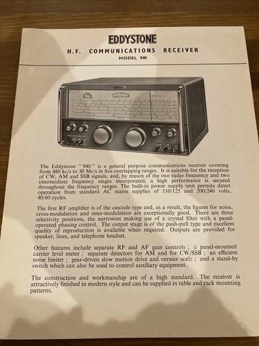 Eddystone 940 radio receiver - eddystone,