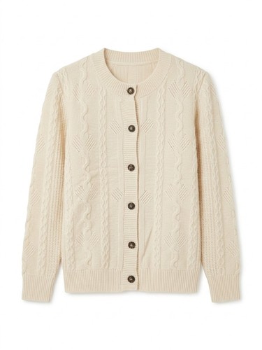 Pure wool cardigan oatmeal - wool,