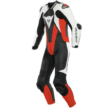 Dainese Laguna Seca 5 Leather Motorcycle Suit Black White Flo Red