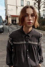 Zara Brown embroidered blouse