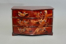 Antique Chinoiserie table collectors cabinet jewellery chest of drawers box
