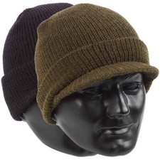 US Army Style Jeep Cap 100% Wool Warm Military Peak Hat - One Size Fits All