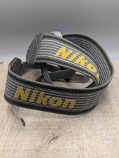 Vintage Genuine Nikon Camera Shoulder Neck Strap - Yellow/Gray Stripe