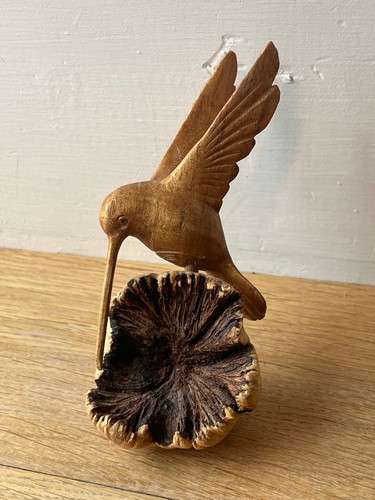 Hand carved wooden hummingbird