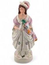 Staffordshire Style Figure Of A Lady With Bird, H28cm