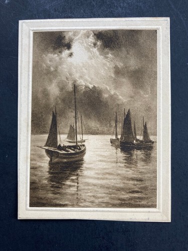 Small print fishing boats - , at