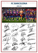 11893. 2025-26 FC Barcelona Signed Team Photo Sheet (PRINTED AUTOGRAPH - A4)
