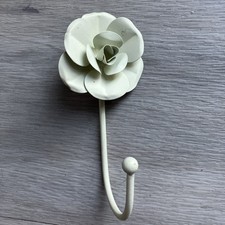 Coat Hooks Vintage Style Chic Decorative Door Wall Pegs cream white flower 