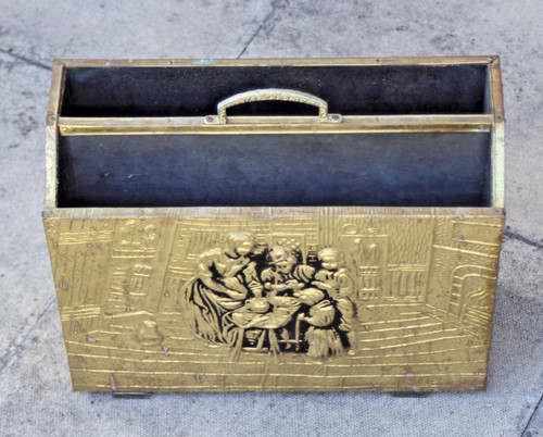 Vintage brass wood magazine - brass, &