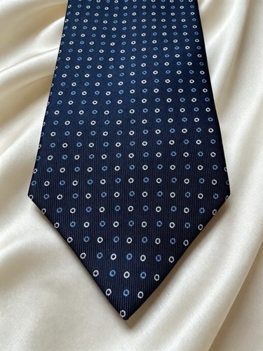 Drake navy circle print tie - navy,