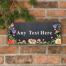 Personalised Rustic Slate House Sign UV Printed Flower Garden Yard Wall Plaque