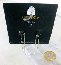 Earrings Silver Gem Dangle