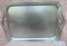 vintage Large  staybrite hammered metal handled serving  tray