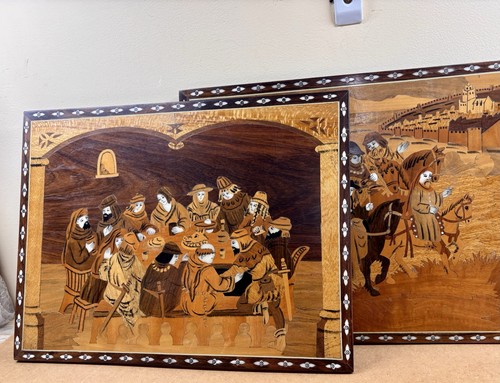 Pair vintage marquetry - pair,