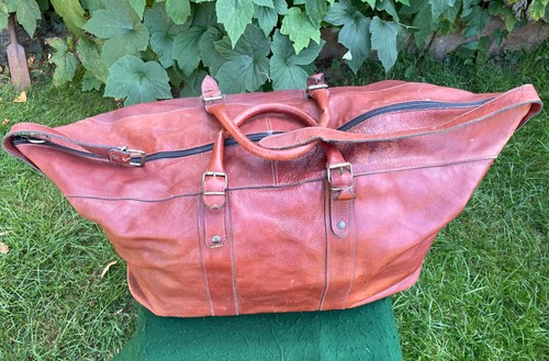 Vintage brown leather holdall - vintage,