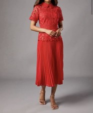 Coast Petite Lace Top Pleated