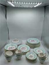 Imperial "Jasper Rose" Fine English China Dinner Set 47 Pieces Blue Motif Roses