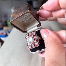 Art Deco ring silver orange
