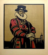 BEEFEATER  BY WILLIAM NICHOLSON LONDON TYPES ORIGINAL LITHOGRAPH c1898
