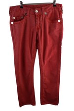 TRUE RELIGION Red Bobby Super T Jeans size 34 Mens Straight Casual Outdoors