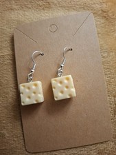 Cheese Square Resin Handmade Hypoallergenic Earrings. 4cm