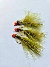 3 x Olive Damsel Fly Fishing Wet Trout Flies Size 10
