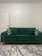 Chesterfield Sofa Luxury Style Green and Brown Set 3+3 Seater Sofa Couch