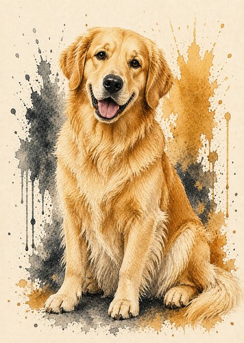 Golden retriever art print - golden,