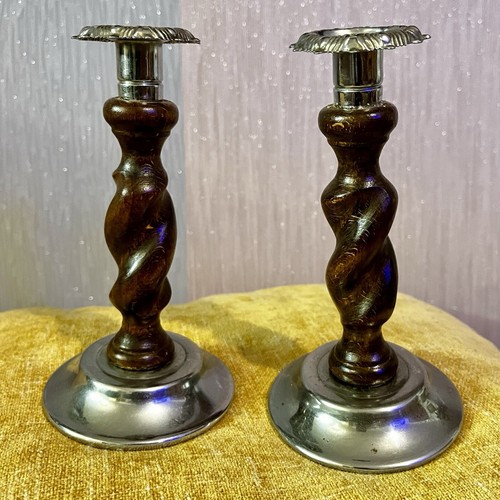 Antique pair tall wooden - tall,
