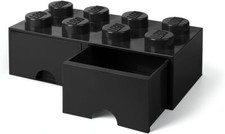 LEGO Brick 8 Knobs + 2 Drawers BLACK Storage Box LEGO Toys Desk LARGE BEDROOM