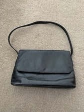 Black leather handbag - black,