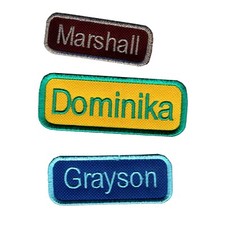 Custom Embroidered, Rounded Rectangle, Single line Biker, Name Tag Patches
