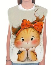 1pc Girl Cat - Linen Adult Bib