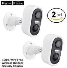 2 Pack Outdoor Wireless Security Pet Camera WiFi Home - WIRE-FREE - EASY INSTALL